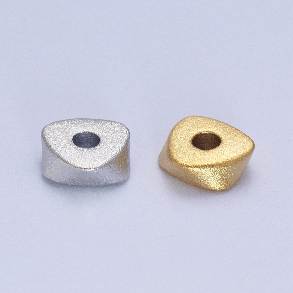 20pcs 24K Gold Filled 20 Pieces 7.8mm Geometric Triangle Matte Bead in Gold &amp; Silver | K-303 K-304