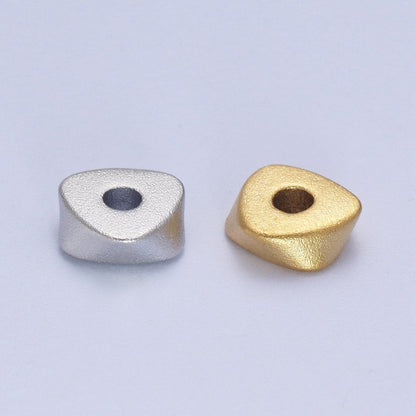 20pcs 24K Gold Filled 20 Pieces 7.8mm Geometric Triangle Matte Bead in Gold &amp; Silver | K-303 K-304