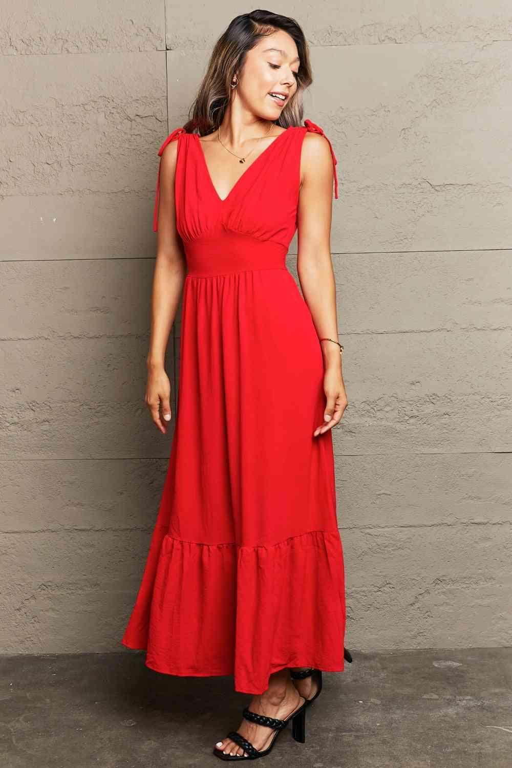 Perfee Drawstring V-Neck Sleeveless Dress for Women