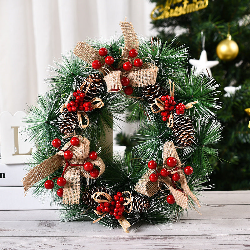 Christmas Pinecone Red Berries Wreath