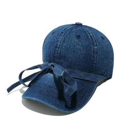 Washed Bow Denim Baseball Cap