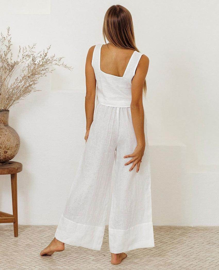 Square Neck Sleeveless Top and Pants Set for Women