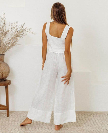 Square Neck Sleeveless Top and Pants Set for Women