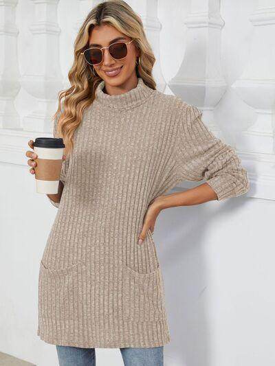 Ribbed Mock Neck Long Sleeve T-Shirt for Women Stylish Wear