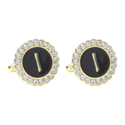 Round Diamond French Cufflinks Men&