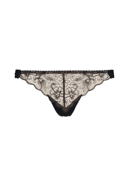Gossard VIP Fleur de Nuit Black Sheer Thong Panty