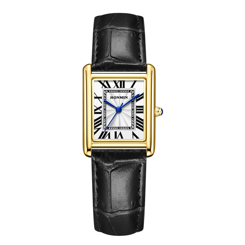 Couple Leather Watch Strap Simple Square Student&