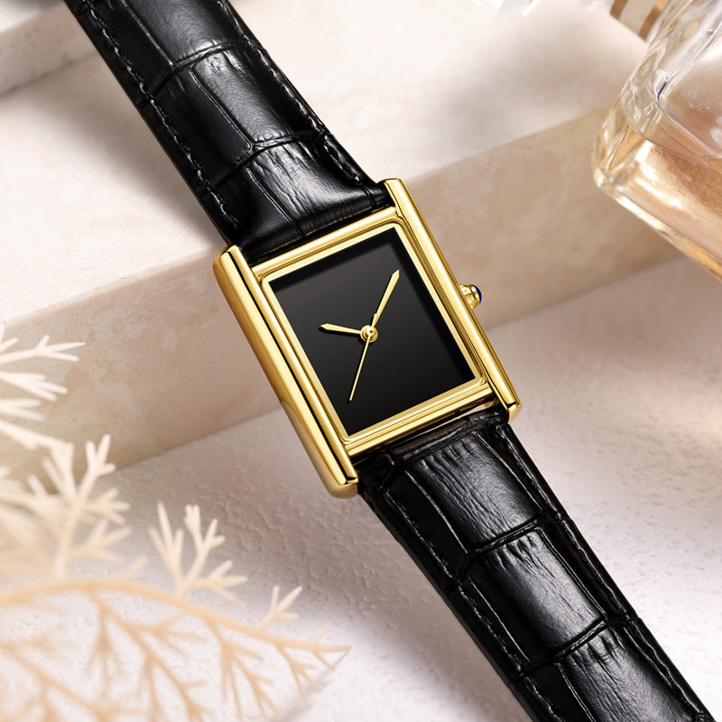 Couple Leather Watch Strap Simple Square Student&