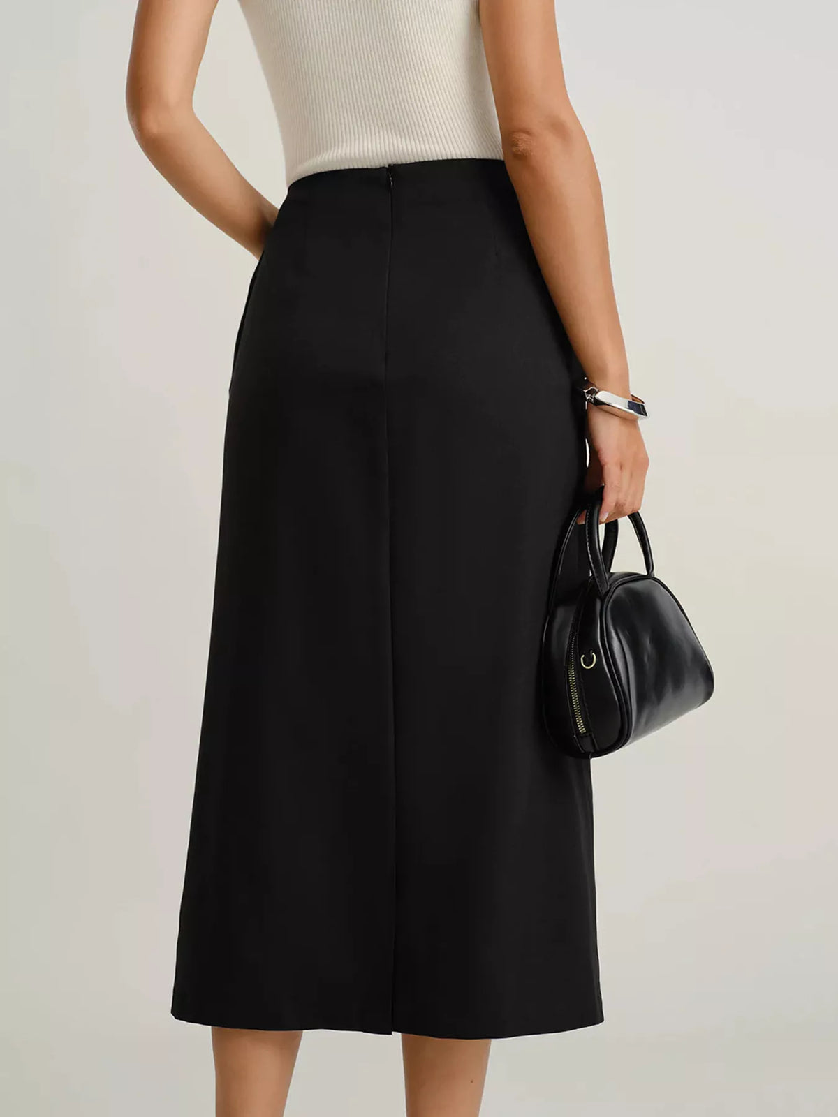 Button-Front Midi Skirt with Pockets