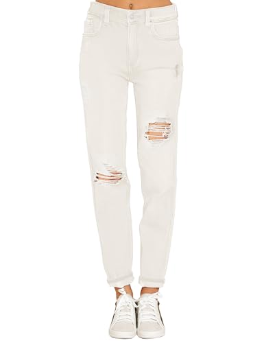Mom Jeans - luvamia Boyfriend Jeans for Women Stretch High Waisted Ripped Distressed Mom Jeans Slim Denim Pants