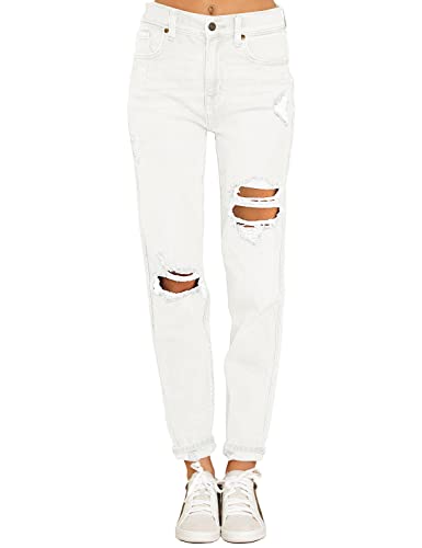 Mom Jeans - luvamia Boyfriend Jeans for Women Stretch High Waisted Ripped Distressed Mom Jeans Slim Denim Pants