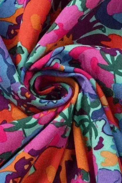 Floral Print V-Neck Wrap Maxi Dress - Women&