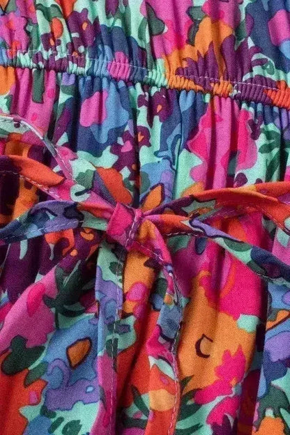 Floral Print V-Neck Wrap Maxi Dress - Women&