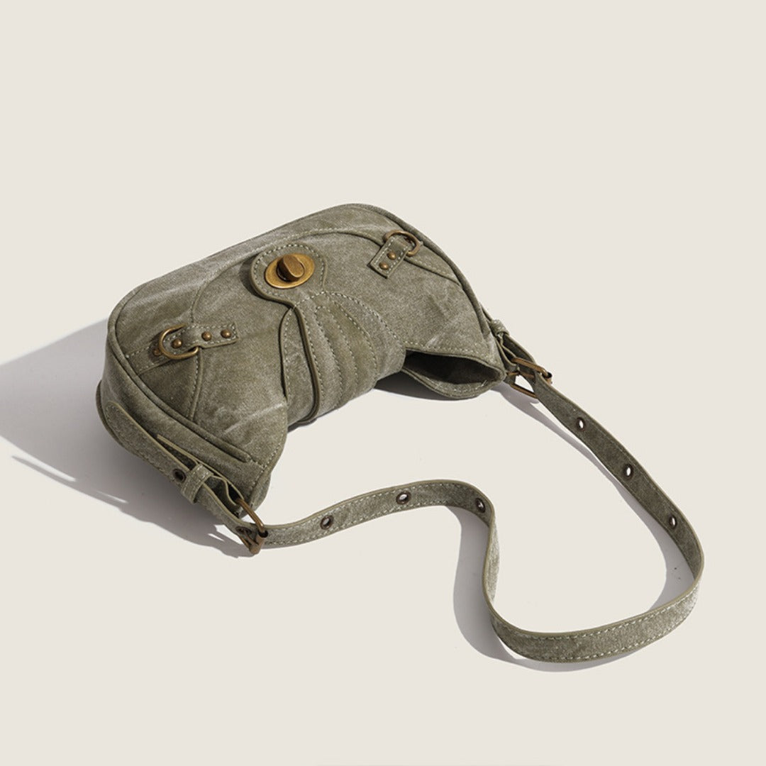 Vintage Army Green Splicing Armpit Bag – Stylish Small Shoulder Purse, Versatile Spring Spice Girl Bag &amp; Handbag  hobo