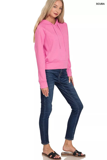 Zenana Drawstring Scuba Hoodie