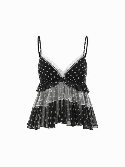 Leopard-print Chiffon Blouse Womens Summer Ruffled Mesh Sexy Top