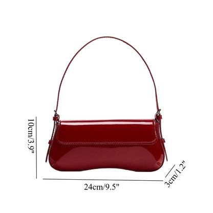 Small Red Baguette shoulder Bag - Must-Have Autumn Fashion Simple Commuter &amp; Retro Shoulder Bag hobo