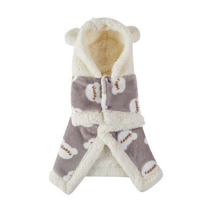 Pet Clothes Warm Thickened Flannel Hooded Shawl Pajamas