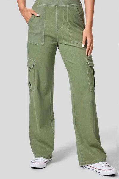 High Waist Straight Leg Cargo Jeans for Modern Style