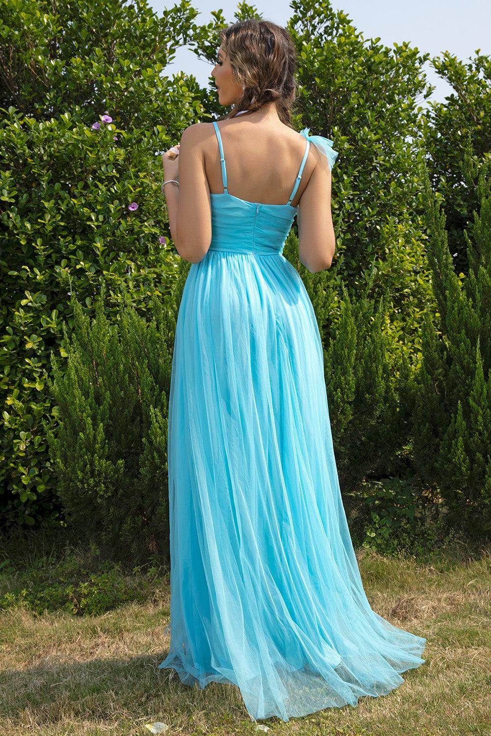 Asymmetrical Ruched Slit Dress for Elegant Evening Wear