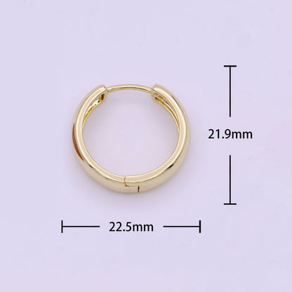 22mm Minimalist Gold Huggie Hoop Earrings | AD-167
