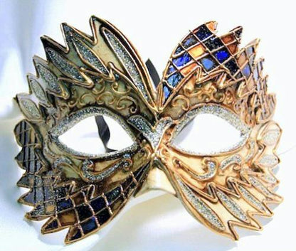 Blue Black Gold Falcon Mardi Gras Eye Festive Party Mask