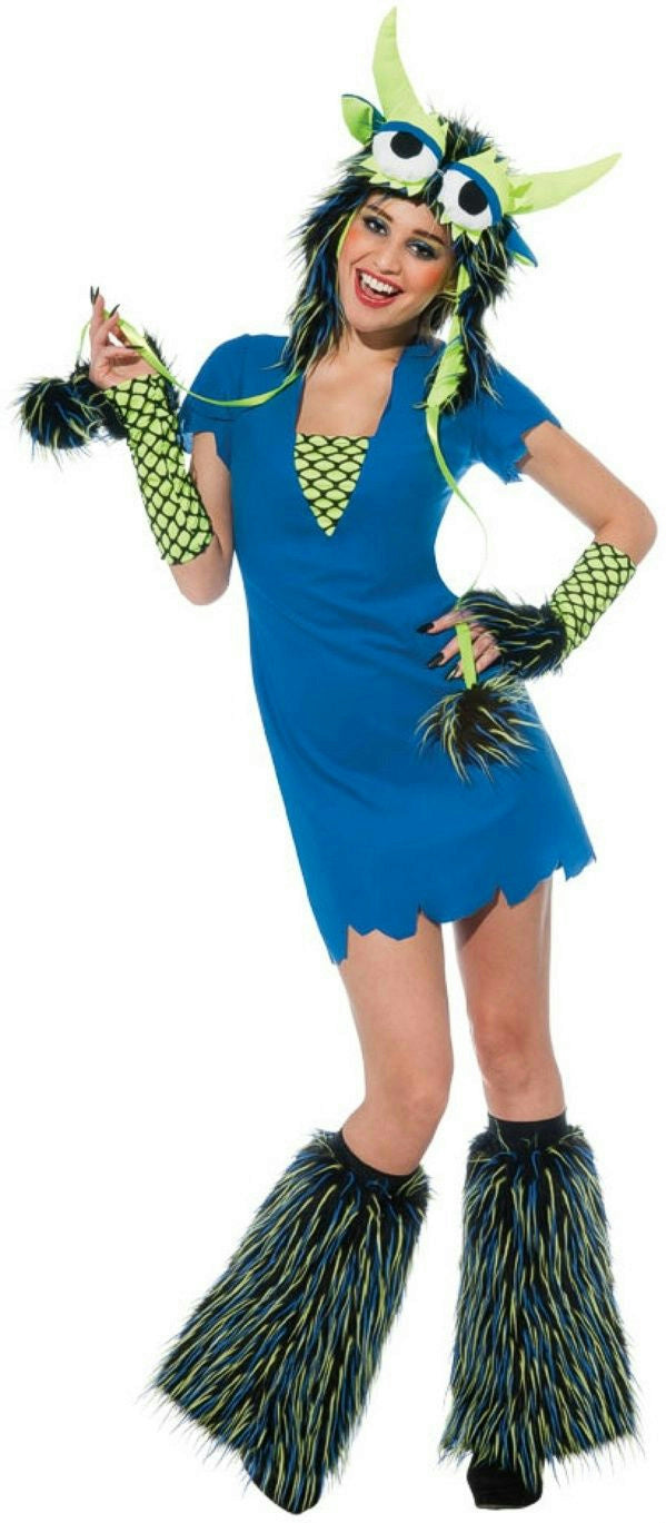 Yeti Blue Monster Adult Ladies Costume Dress and Headpiece Size Small