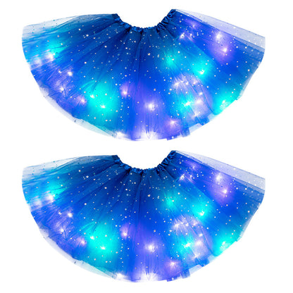 Magical &amp; Luminous  LED Princess Halloween Tutu Skirt Sequins Shiny Skirt