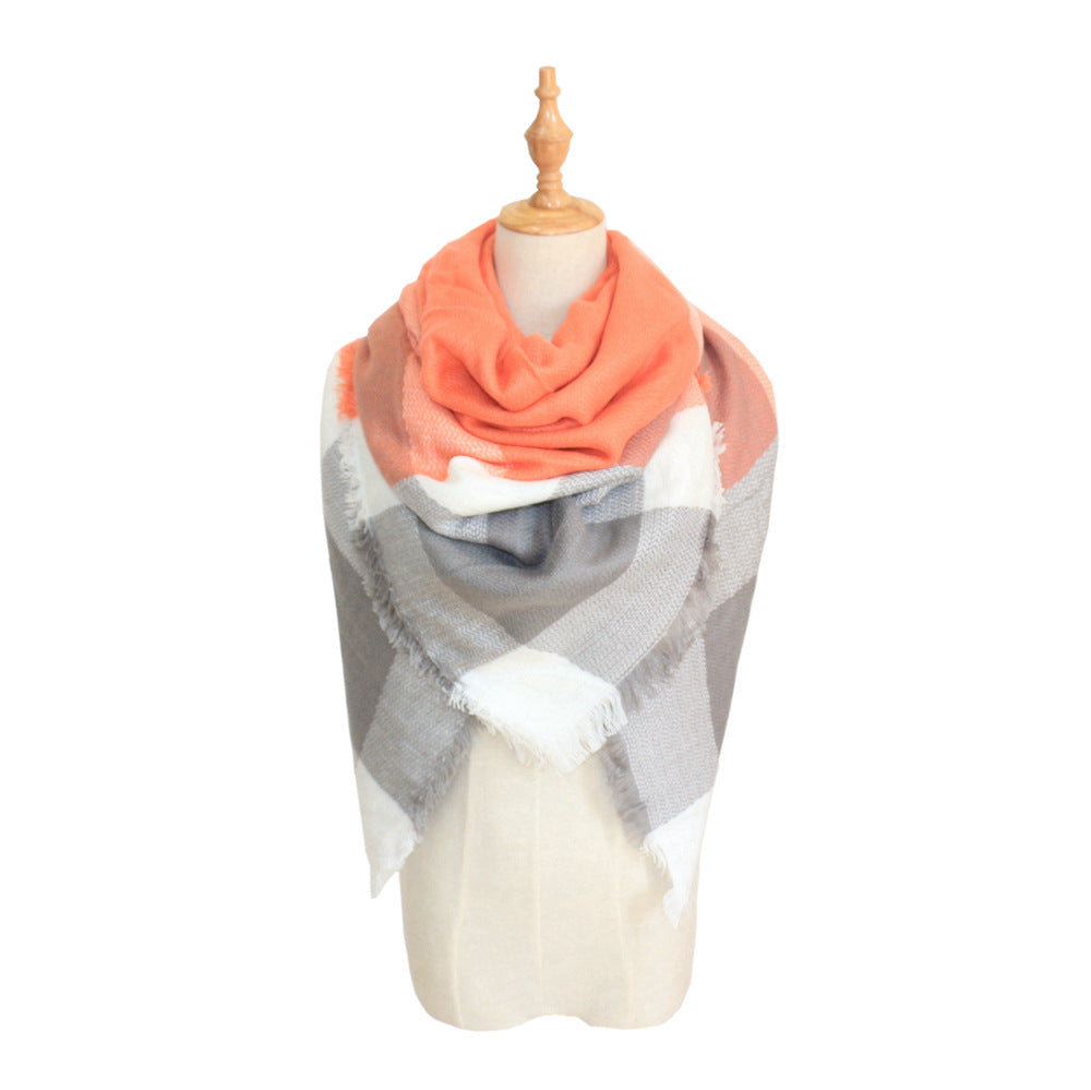 Plaid-print Versatile Neck Scarf Shawl