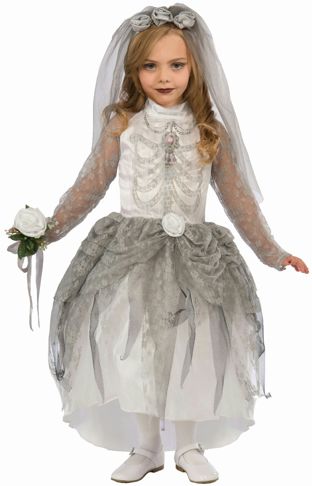 Forum Skeleton Bride Girl Child Costume Size Large 12-14