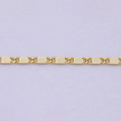 23.5 Inch Scroll Finished Chain, 14K Gold Filled Flat Link Chain, Dainty 2.4mm Unique Necklace with Lobster Clasps | WA-621 Clearance Pricing