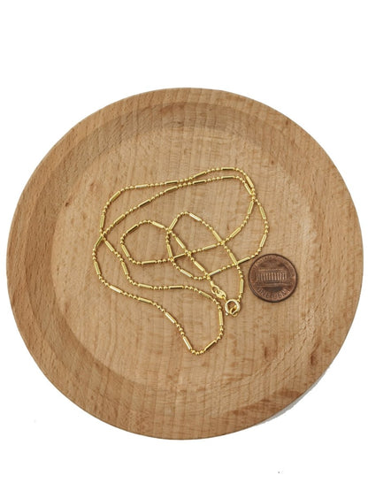 23.5 inches Ready To Use 24K Gold Plated Bead Necklace Chain, Dainty 1.5mm Bead Necklace w/ Spring Ring | CN-396  Clearance Pricing