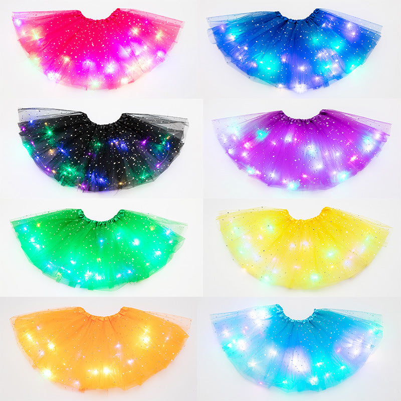 Magical &amp; Luminous  LED Princess Halloween Tutu Skirt Sequins Shiny Skirt