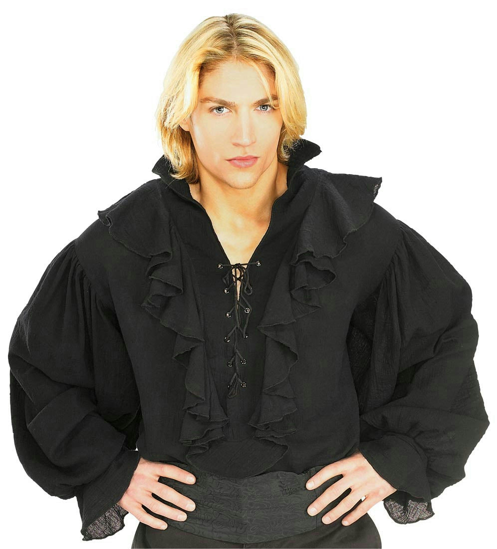 Black Linen Pirate or Renaissance Shirt for Adults Standard Size