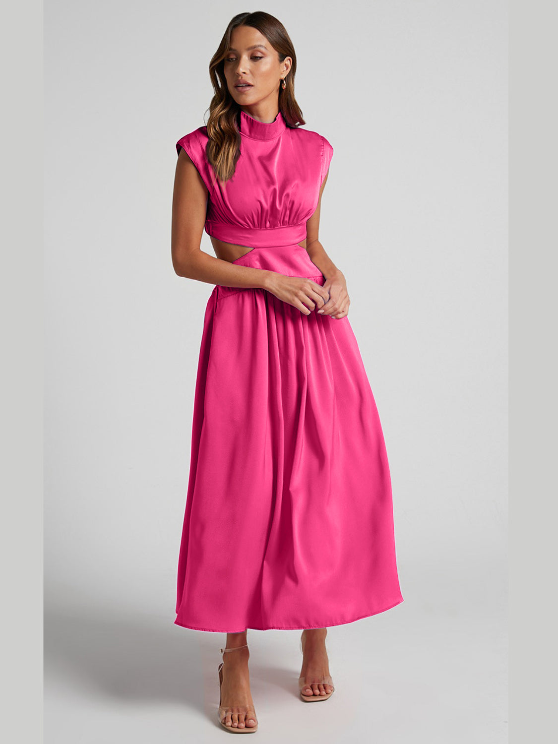 Elegant Cutout Mock Neck Sleeveless Dress