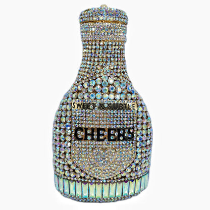 Champagne Bottle Rhinestone Evening Clutch Women&