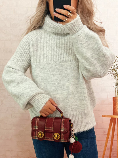 Ribbed Turtleneck Long Sleeve Sweater