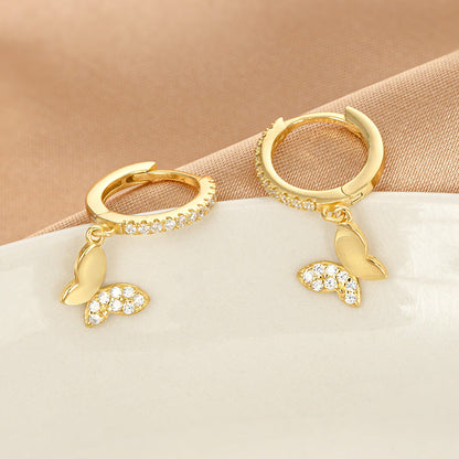 S925 Silver Korean-Style Sweet Butterfly Earrings