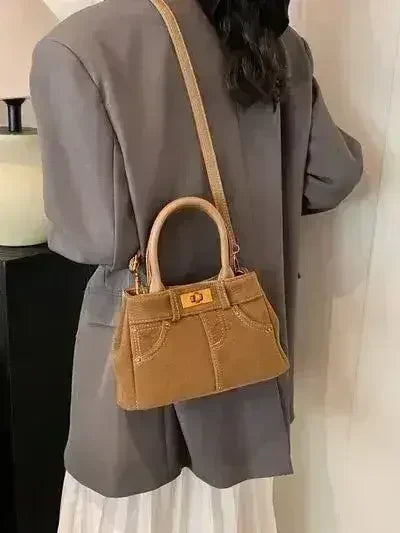 Stylish Suede Handbag – Adjustable Strap &amp; Dual-Use Design