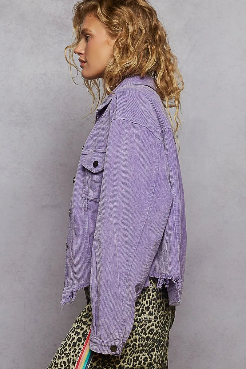 POL Button Down Corduroy Trucker Jacket