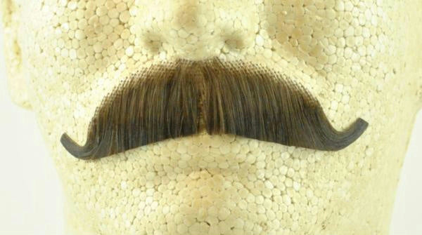 Medium Brown 100% Human Hair European Character Elegant Handlebar Mustache 2012