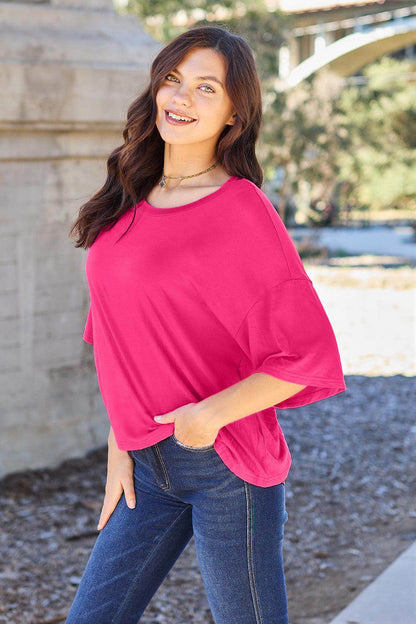 Basic Bae Full Size Round Neck Drop Shoulder T-Shirt for All