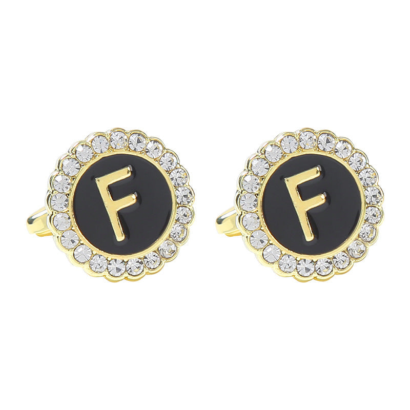 Round Diamond French Cufflinks Men&