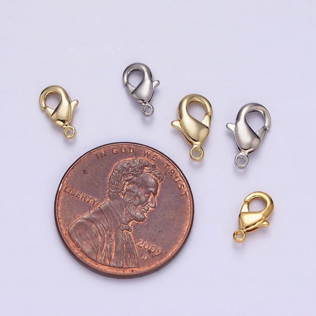 24k, 14k, White Gold Filled 8mm, 9.5mm Lobster Claw Clasps Closure Jewelry Making Supply in Gold &amp; Silver | Z-413 - Z-418