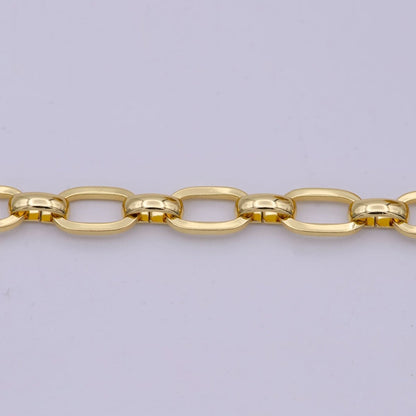 24K Cable Unfinished Chain by Yard, Thick 8.7X5.1mm Cable Chain For Jewelry Making | ROLL-571 Clearance Pricing