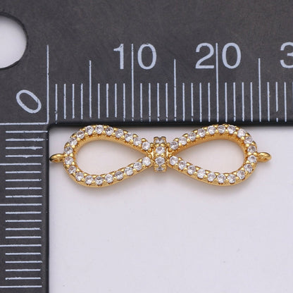 24K Dainty Gold Filled Crystal Infinity Connectors  F-564
