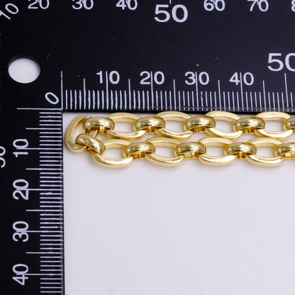 24K Gold 7mm Cable Boxy Link Chunky Statement Unfinished Chain For Jewelry Making | ROLL-1376