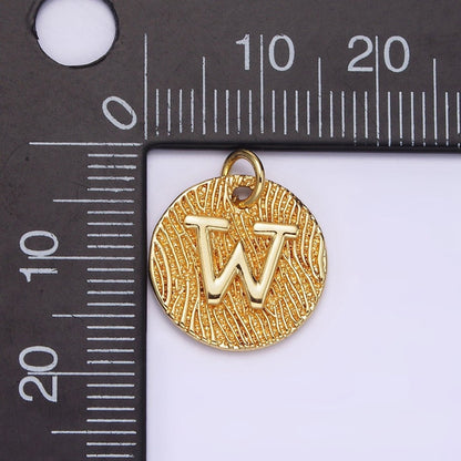 24K Gold Alphabet Charms, English Letter Pendants 15mm Initial Coin Pendants | A-A1119-A-A1131