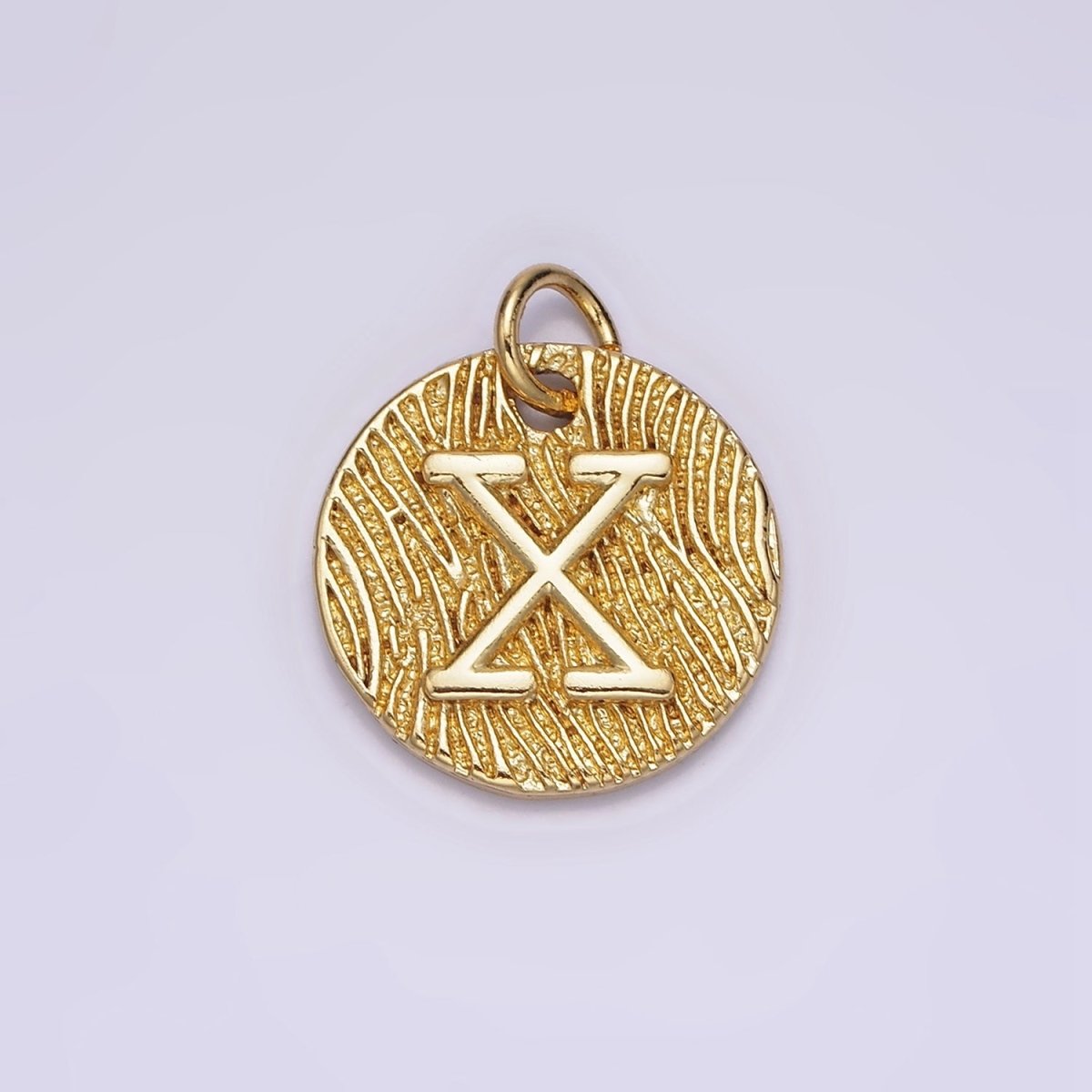 24K Gold Alphabet Charms, English Letter Pendants 15mm Initial Coin Pendants | A-A1119-A-A1131