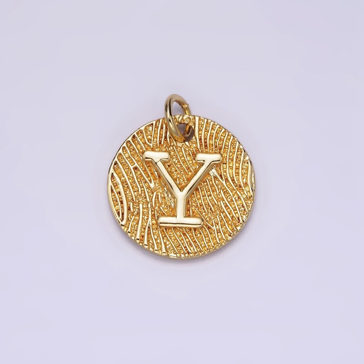 24K Gold Alphabet Charms, English Letter Pendants 15mm Initial Coin Pendants | A-A1119-A-A1131